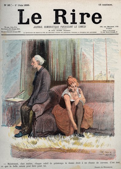Ora caro maestro ogni sole di primavera ti dà il diritto a un raffreddore cerebrale, questo è tutto ciò che la buona stagione può fare per te - disegno di Oswald Heidbrink in "Il Giornale Umoristico del Sorriso" Numero 30. 1 giugno da Unknown artist