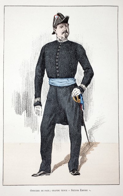 Ufficiale della Pace, Grande Secondo Impero (1852-1870). Acquaforte a colori, per illustrazione 