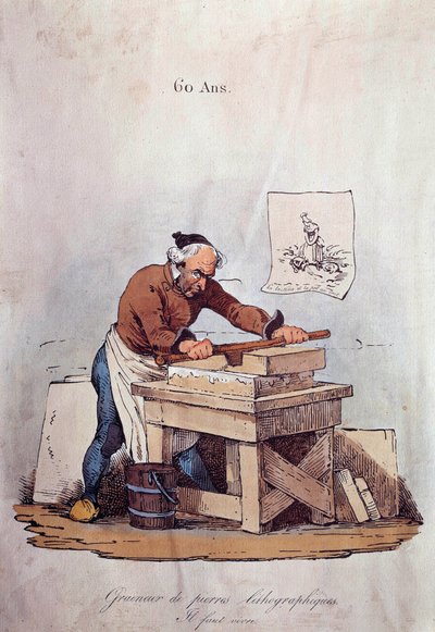 Vecchi mestieri: il granitore di pietre litografiche da Unknown artist