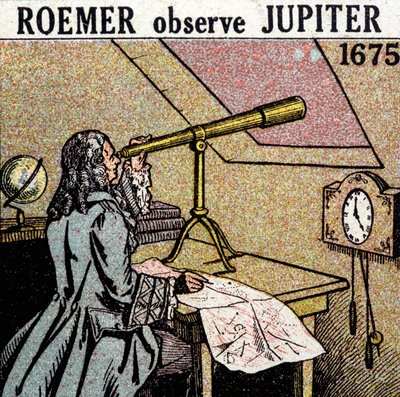 Ole Christensen Romer (Olaus Roemer), astronomo danese (1644-1710) osserva le eclissi dei satelliti di Giove da Unknown artist