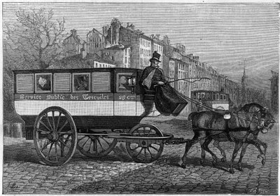 Omnibus a tre ruote o triciclo per le strade di Parigi da Unknown artist