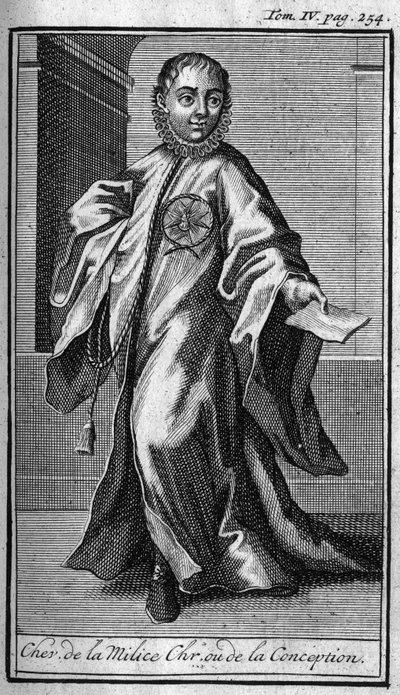 Ordini di cavalleria. Cavaliere della milizia cristiana o concezione in Germania nel XVII secolo. In 