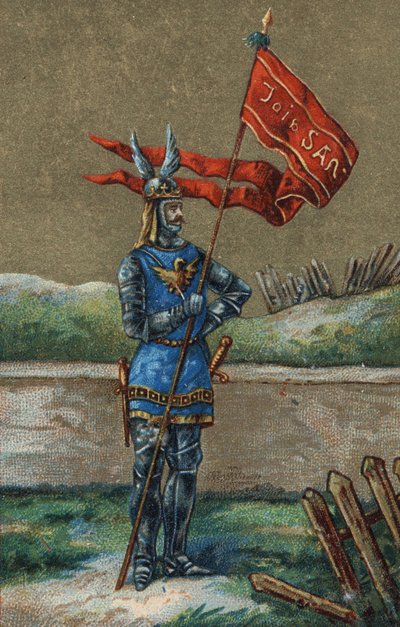 Orifiamma o stendardo del Re di Francia Carlo V (1364-1380). Cromolitografia del XIX secolo. da Unknown artist