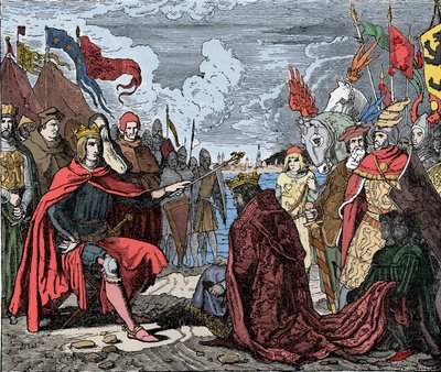 Ottocaro II (1230-1278) rende omaggio a Rodolfo I dopo la battaglia di Marchfeld, 1278 da Unknown artist