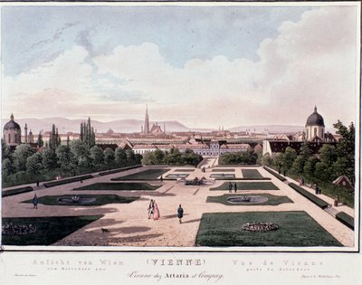Veduta di Vienna dal Belvedere, Austria. Incisione del 1830 Collezione privata da Unknown artist