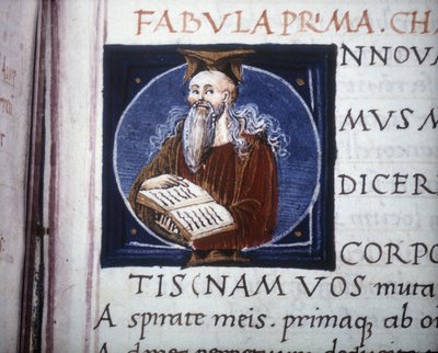 Ovidio (43 a.C. - 17 o 18 d.C.) rappresentato in un manoscritto del XV secolo. Biblioteca Comunale di Rimini da Unknown artist