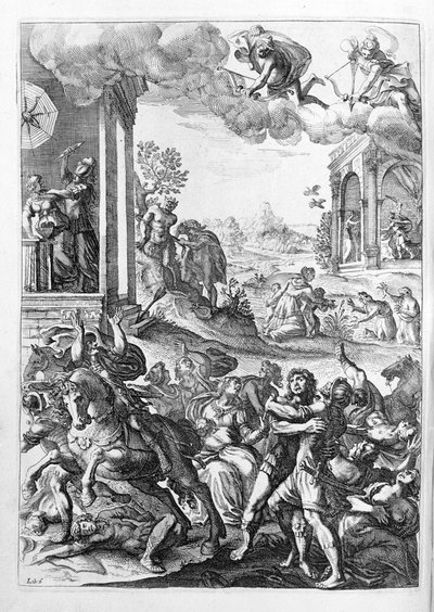 Ovidio - illustrazione per il libro 15 - (P. Ovidii Nasonis Metamorphose libri XV con note di TH. Farnabii.) note di Thomas Farnaby (Farnabia) (1575-1647) da Unknown artist