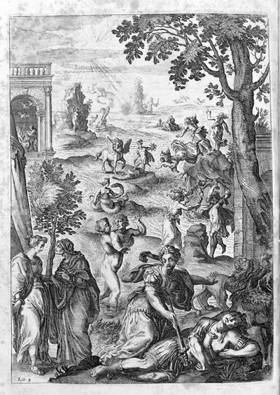 Ovidio - illustrazione per il libro 15 - nota di Thomas Farnaby da Unknown artist