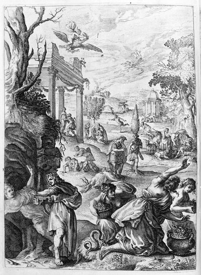 Ovidio - illustrazione per il libro 15 - nota di Thomas Farnaby da Unknown artist