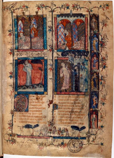 Pagina miniata tratta dal manoscritto Le Roman de la Rose di Guillaume de Lorris e Jean de Meun da Unknown artist