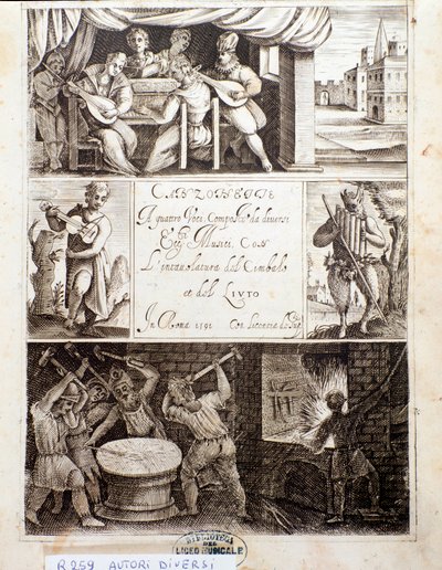 Pagina di illustrazioni per varie canzoni (incisione) da Unknown artist