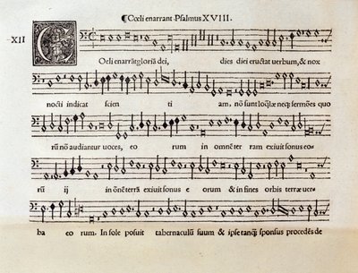 Pagina della partitura musicale di Coeli enarrant salmo XVIII di Willaert (1538) da Unknown artist