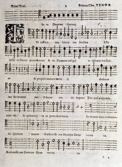 Pagina della partitura musicale dei Salmi (op 16) di Ludovico Viadana da Unknown artist