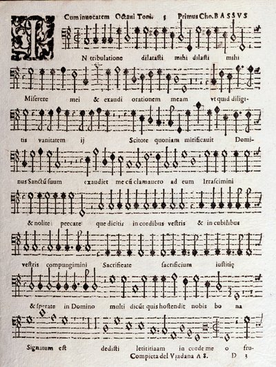 Pagina della partitura musicale dei Salmi (op 16) di Ludovico Viadana da Unknown artist