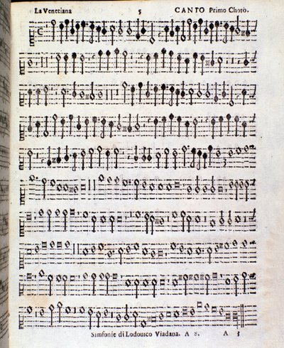 Pagina di spartito musicale di Sinfonie musicali di Ludovico Viadana da Unknown artist