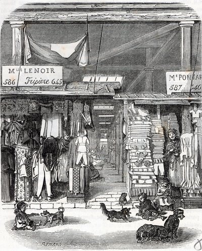 Parigi 3º arrondissement - Carre de Flore: lino nel Carreau du Temple nel XIX secolo - Incisione in "Tableau-de-Paris" di Edmond Texier da Unknown artist