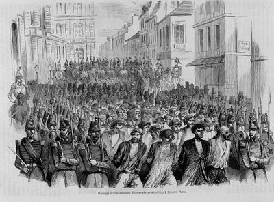 Passaggio di una colonna di prigionieri insorti attraverso Parigi, rivoluzione del 1848 da Unknown artist