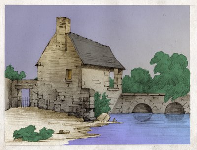 Casa contadina sul bordo di un fiume da Unknown artist