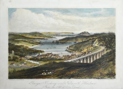 Penryn, Flushing e i porti di Falmouth (dalla Old Helton Road), c.1860-80 da Unknown artist