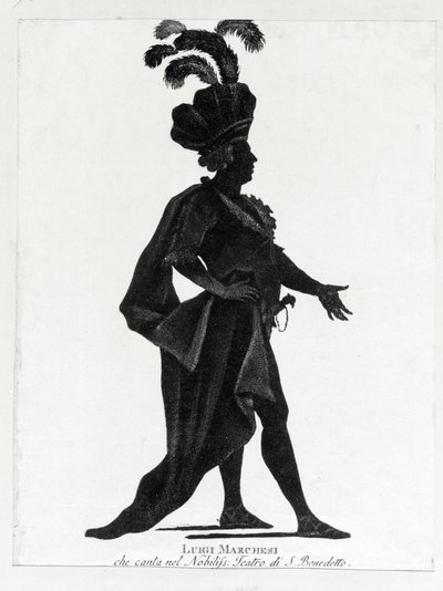 Esibizione del castrato italiano Luigi Marchesi (1754 - 1829) noto anche come Marchesini che canta al teatro di San Benedetto da Unknown artist