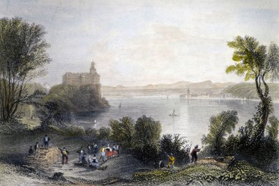 Castello di Persenberg in Germania. In primo piano, i falegnami al lavoro. Incisione del XIX secolo da Unknown artist