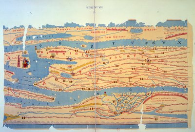 Tavola Peutingeriana che rappresenta le vie romane in Egitto e Turchia. Mappa stradale del XIII secolo basata su una mappa dell