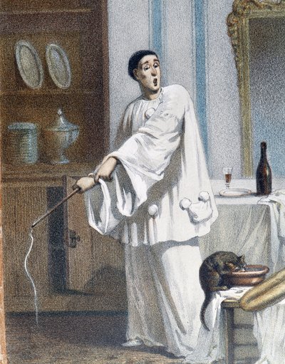 Pierrot frusta un gatto da Unknown artist