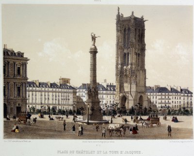 Place du Châtelet e la Torre di Saint-Jacques da Unknown artist
