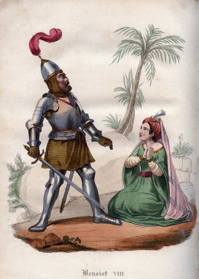 Papa Benedetto VIII (1012-1024) sconfigge i Saraceni nel 1016. da Unknown artist