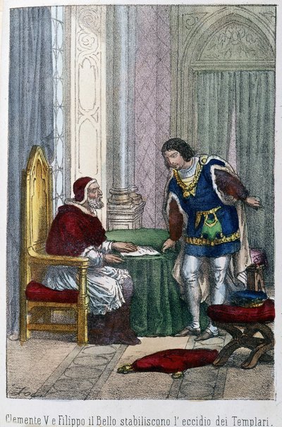 Papa Clemente V e Filippo IV il Bello, re di Francia, decisero di eliminare i Templari da Unknown artist