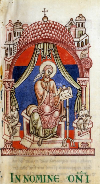 Papa San Gregorio I il Grande circondato da due segretari da Unknown artist