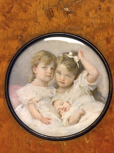 Ritratto in miniatura delle granduchesse Olga (1895-1918), Tatiana (1897-1918) e Maria (1899-1918) di Russia, 1900 circa (miniatura) da Unknown Artist