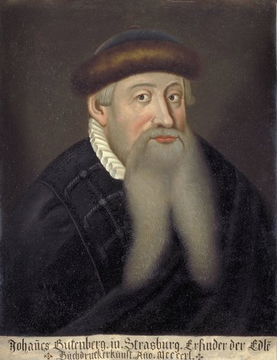 Ritratto di Johannes Gutenberg da Unknown artist