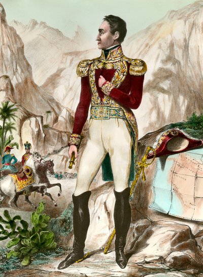 Ritratto a figura intera di Simon Bolivar (1783-1830), generale sudamericano da Unknown artist