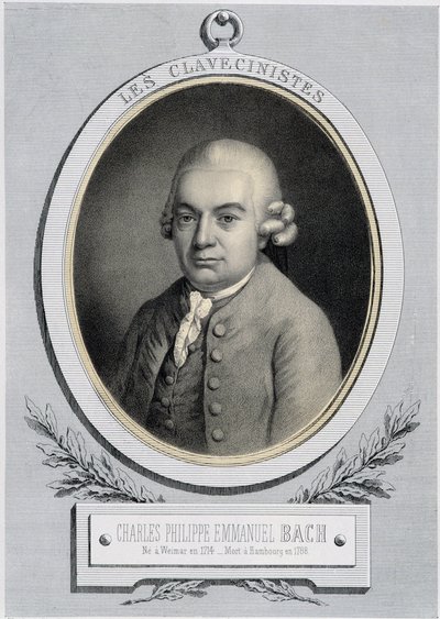 Ritratto in medaglione di Carl Philipp Emanuel Bach, figlio di Johann Sebastian Bach da Unknown artist