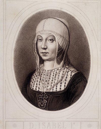 Ritratto in medaglione di Isabella I la Cattolica di Castiglia - incisione da Unknown artist