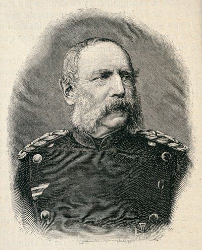 Ritratto di Alberto, Re di Sassonia (1828-1902), soldato che partecipò alla Battaglia di Sedan. Incisione da Unknown artist