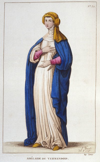 Ritratto di Adelaide di Vermandois (1065-1024). Dinastia Capetingia. Incisione del 1830 da Unknown artist