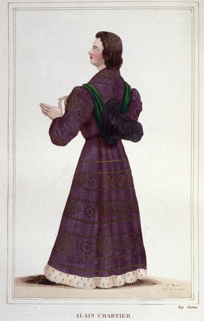 Ritratto di Alain Chartier. Diplomatico e scrittore francese (1385-1433). Segretario del futuro Carlo VII. incisione del 1830 da Unknown artist