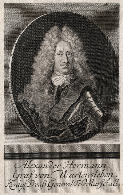 Ritratto di Alexander Hermann Graf von Wartensleben (1650-1734) ufficiale negli eserciti di vari stati tedeschi - incisione da Unknown artist