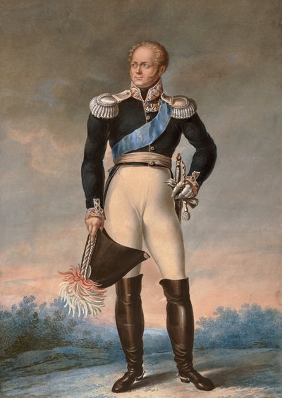 Ritratto di Alessandro I di Russia, c. 1819 - Acquerello - Ritratto di Alessandro I, Zar di Russia (1777-1825) - acquerello anonimo da Unknown artist