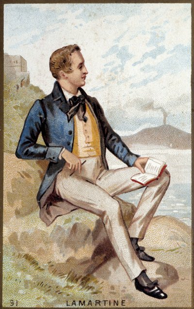 Ritratto di Alfonso de Lamartine (1790 - 1869) poeta francese. Cromolitografia del XIX secolo da Unknown artist