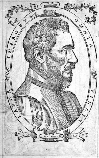 Ritratto di Ambroise Pare, medico e chirurgo francese (1509-1590) Incisione del XVI secolo da Unknown artist
