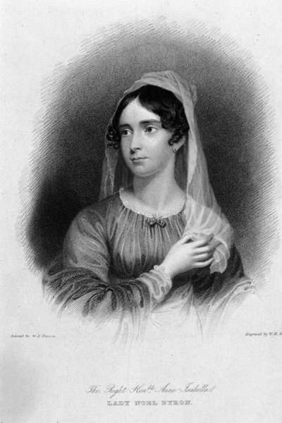 Ritratto di Anne Isabelle Noel Byron (1792-1860), moglie del poeta George Gordon Byron. Incisione da Unknown artist