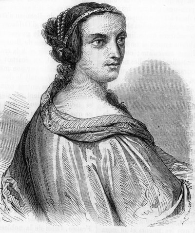 Ritratto di Anna di Beaujeu, Anna di Francia (1462-1522), duchessa di Borbone, figlia di Luigi XI. Incisione del XIX secolo. da Unknown artist