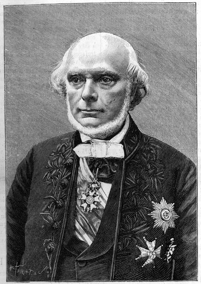 Ritratto di Armand de Quatrefages de Breau (1810-1892), naturalista e antropologo francese. (Da una fotografia di Charles Gallot). Incisione in "La Nature: revue des sciences et de leurs applications aux arts et a l