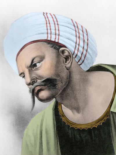Ritratto di Averroè (Ibn Rushd) - Ritratto di Ibn-Rushd conosciuto con il nome latino di Averroè (1126-1198) da Unknown artist