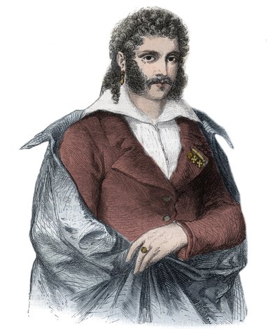 Ritratto di BARTOLOMEO conte BERGAMI amante italiano di Carolina, moglie del re Giorgio IV di Gran Bretagna - Incisione da Unknown artist
