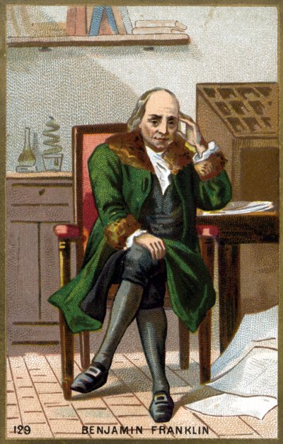 Ritratto di Benjamin Franklin (1706-1790). Cromolitografia della fine del XIX secolo. da Unknown artist