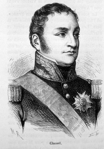 Ritratto di Bertrand Clausel (o Clauzel) (1772 - 1842). Incisione della fine del XIX secolo in 
